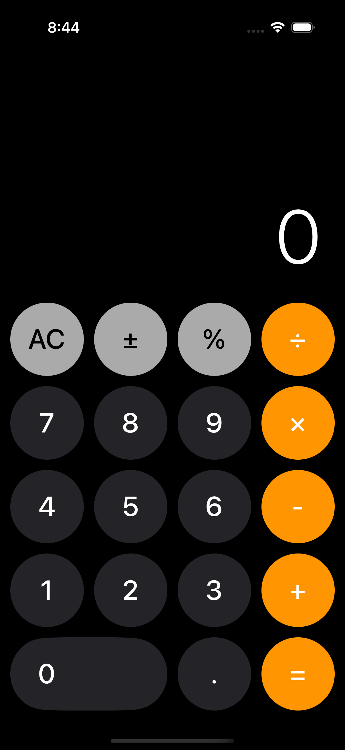 iOS Calculator App Screenshot