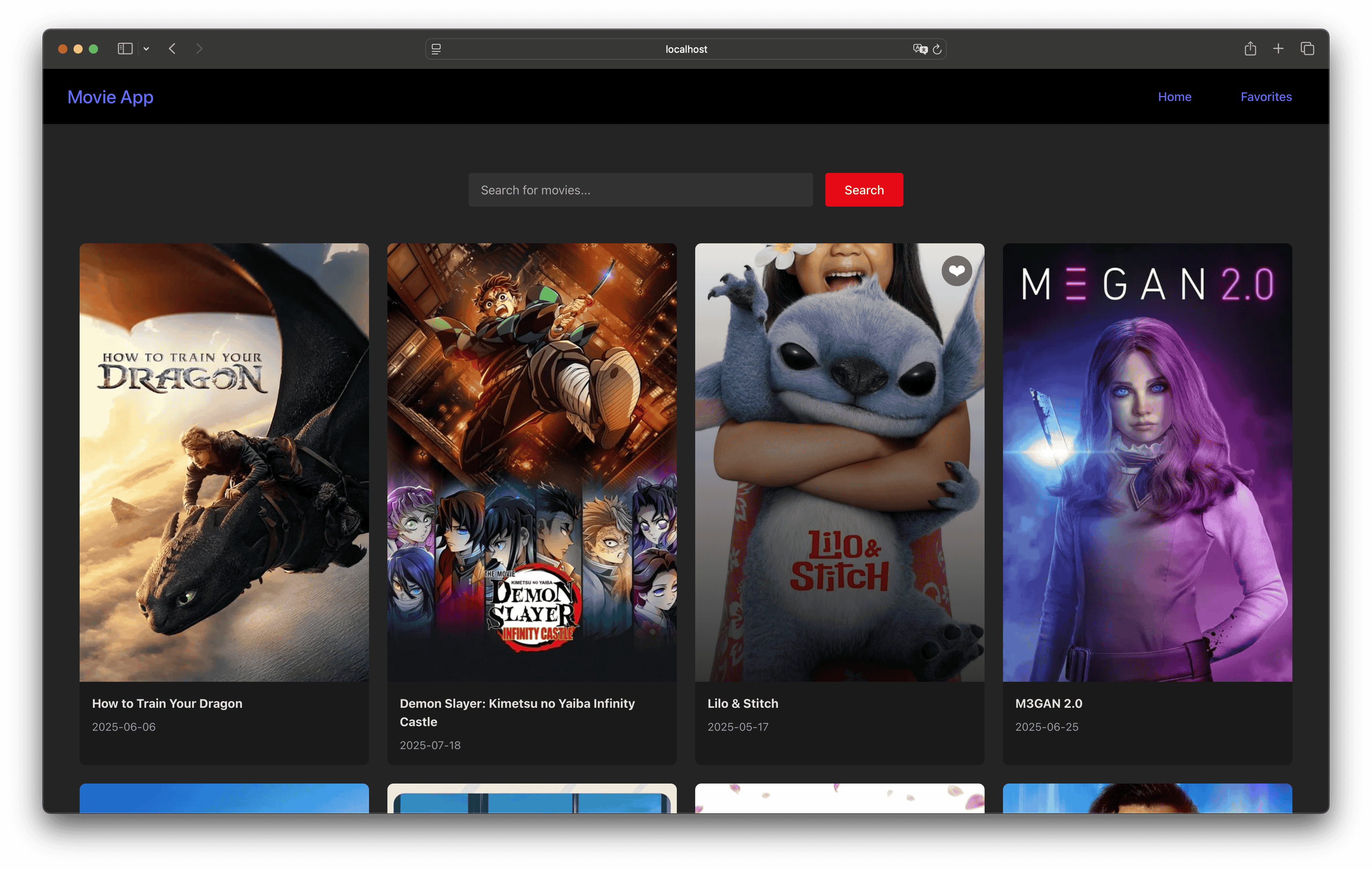 React Movie Search Engine Home Page