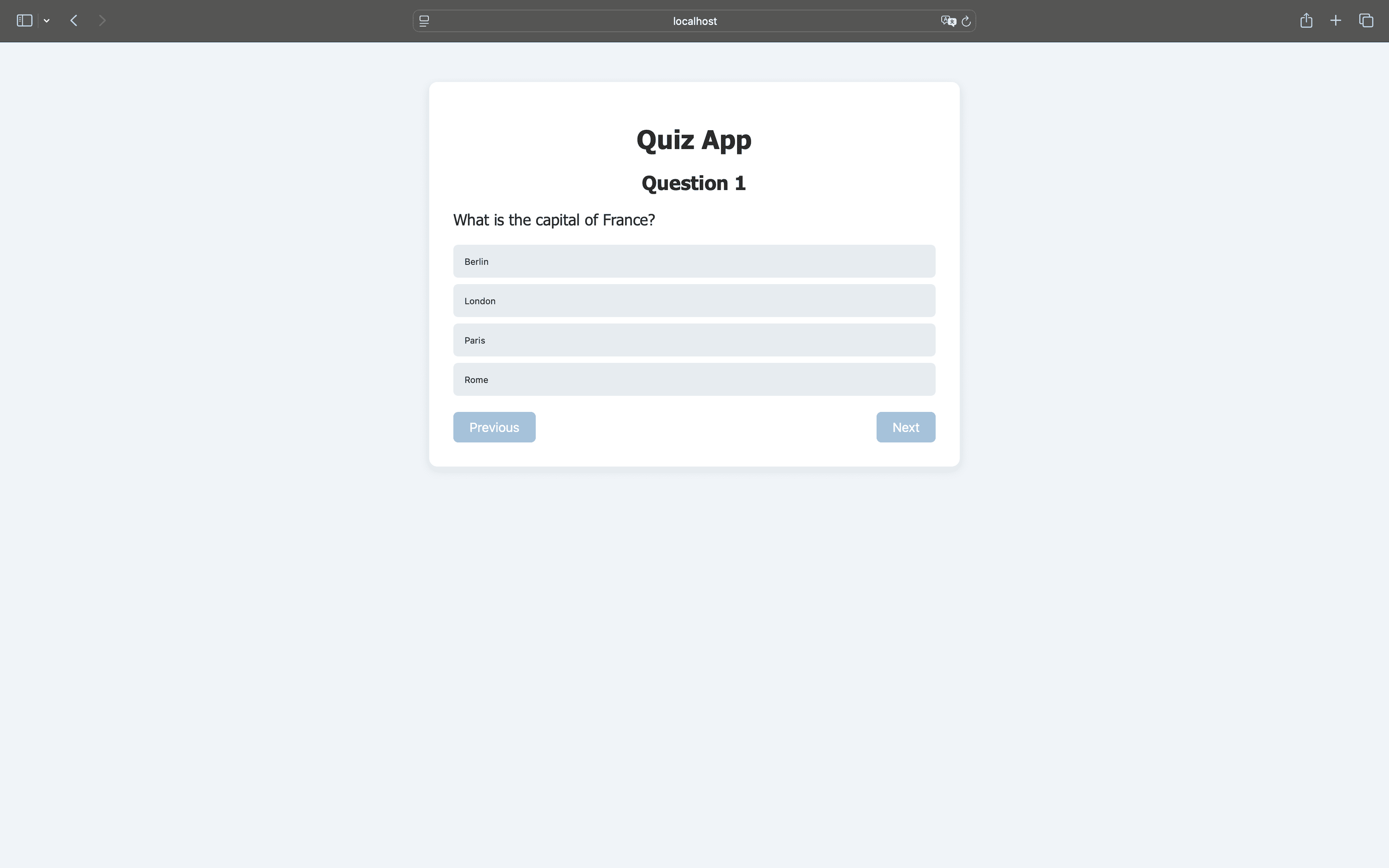 React Quiz App Screenshot