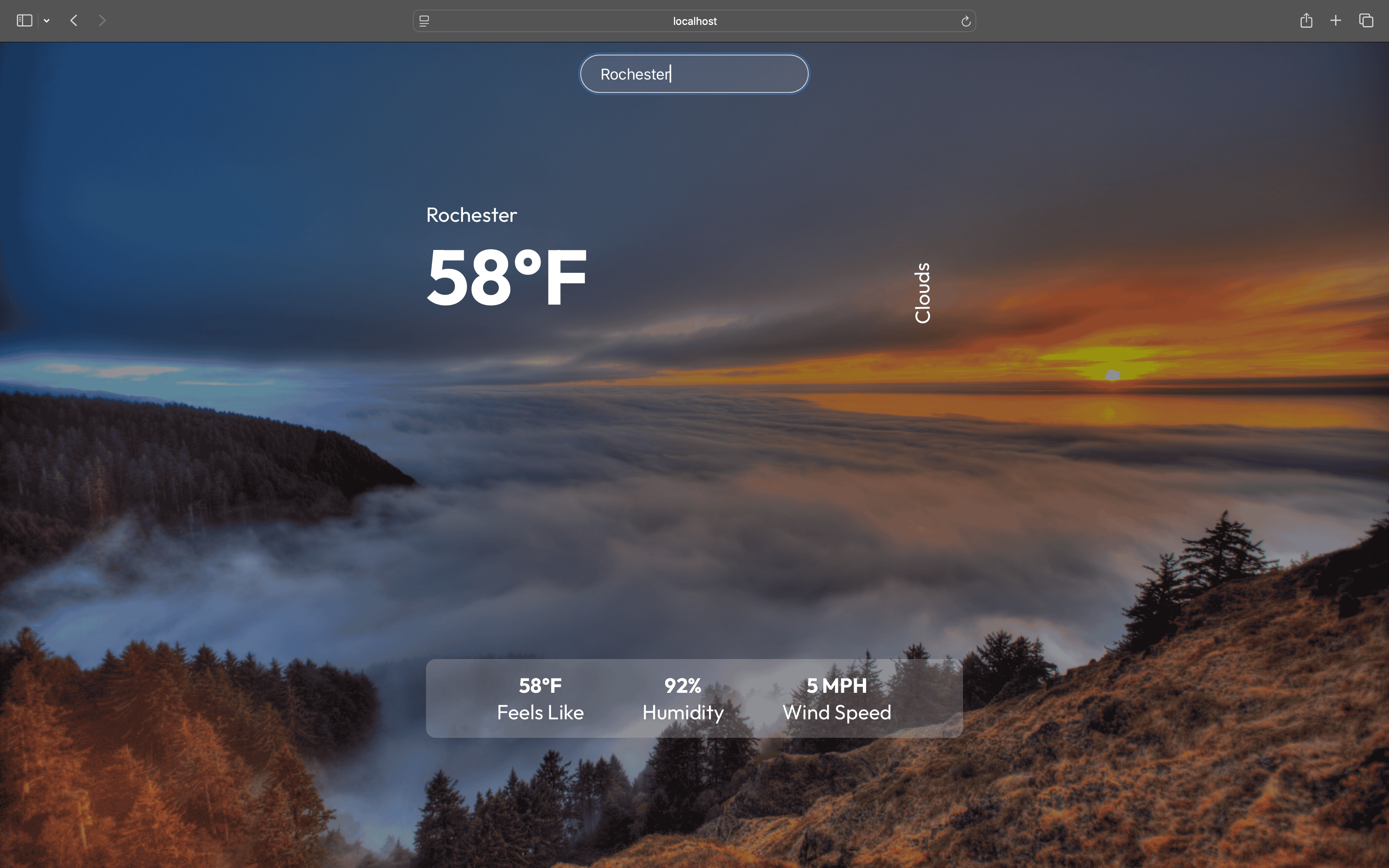 React Weather App Screenshot